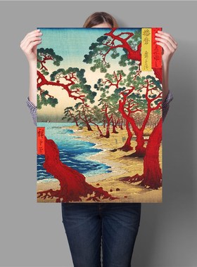 好货Retro Japanese Landscape Series Samurai Bar Cafe Living