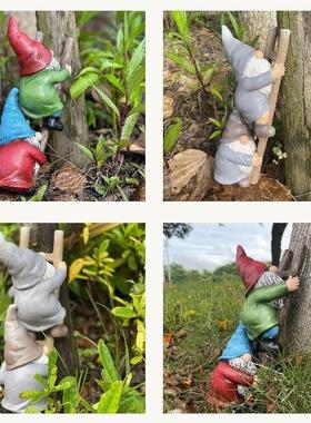 新款卡通爬楼梯的侏儒白胡子小矮人树脂工艺品摆件现货