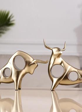 树脂工艺品情侣牛摆件创意开业礼品书房办公室桌面装饰造型
