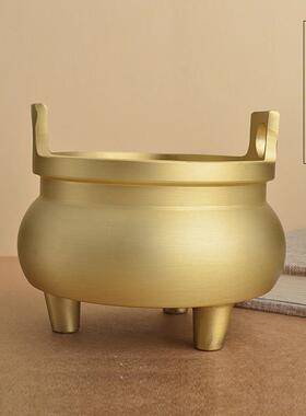 黄铜香炉家用室内线香薰炉三足复古鼎形香熏香炉小号创意小香插香