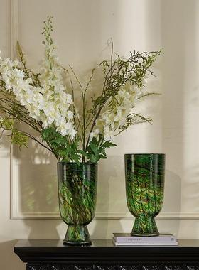 现代轻奢酒店样板间孔雀绿花瓶家居装饰品酒店客厅插花器书房摆件