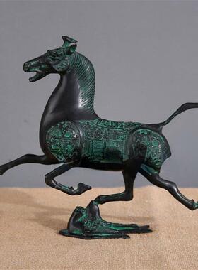 黄铜摆件燕仿古做旧青马踏飞燕铜马面踏飞家居办公桌艺装饰礼品工