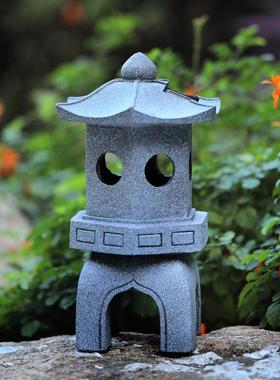 小号六角太阳能宫灯花园别墅庭院装饰品树脂工艺品摆件日式复古