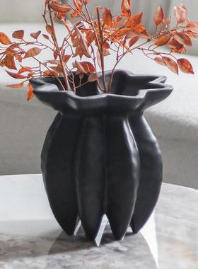 侘寂风抽象异型花瓶摆件样板间客厅茶室民宿高级感大口径插花花器