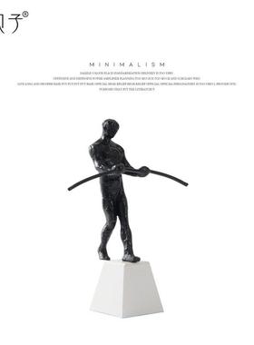 艺贝子极简件轻奢黑色锌合装铁平衡YB-RZ-17物摆抽象人像人样板房