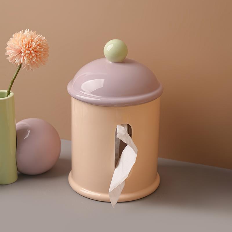 贝汉美纸巾盒客厅高档陶瓷抽纸盒茶几摆件家用创意多巴胺软装饰品 - 图3