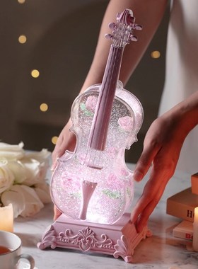 威弗列德小提琴摆件飘雪音乐八音盒水晶球送女友生日礼物儿童高级