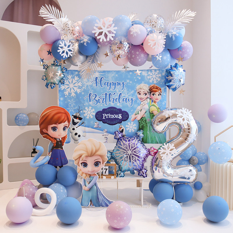 冰雪奇缘生日布置气球艾莎公主女宝宝卡通周岁女孩场景装饰背景墙,淘宝优惠券,粉丝福利购,淘宝优惠卷