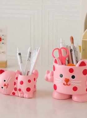 Cornetto巴胺波点猫笔筒大容量办公桌面女生工位装饰品摆件创意礼