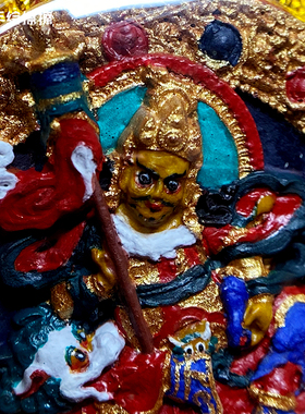 『藏说』矿物颜料纯手绘财宝天王药擦擦藏式文玩项链吊坠唐卡配饰