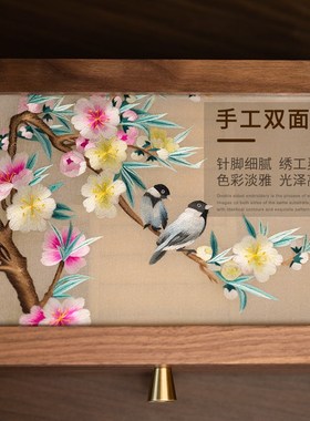 苏绣首饰盒摆件中式刺绣珠宝配饰收纳盒子国风特S色双面绣工艺礼