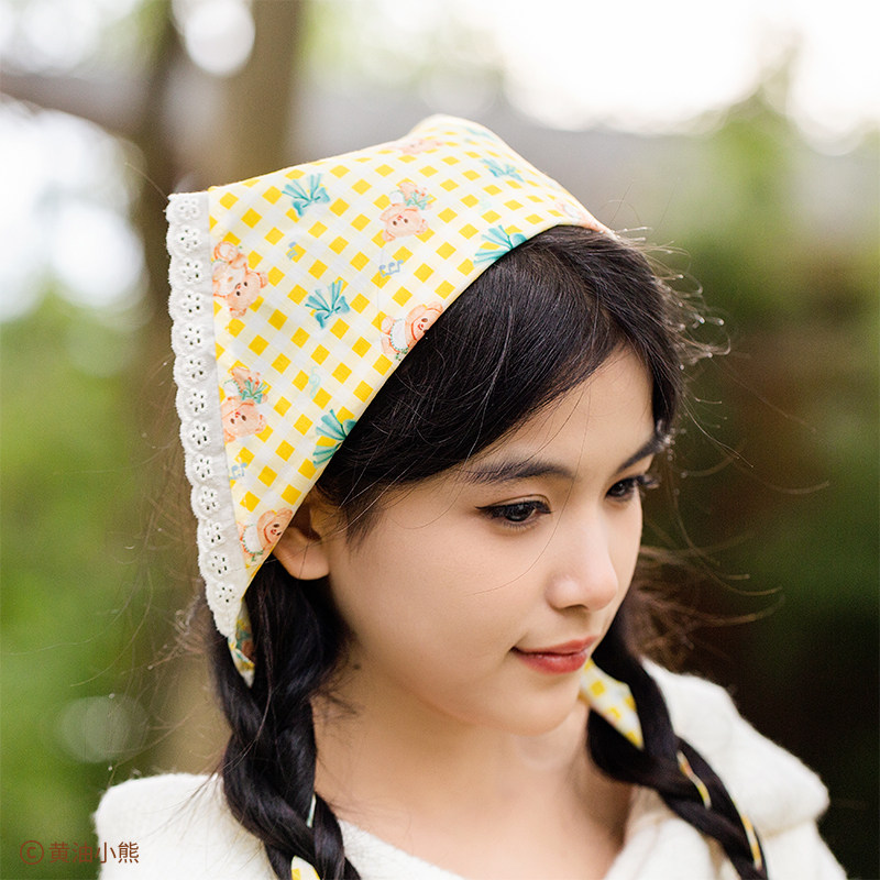 黄油小熊Butterbear可爱头巾蕾丝发箍女式薄款三角巾泰国田园发饰,淘宝优惠券,粉丝福利购,淘宝优惠卷