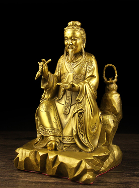 纯铜药王孙思邈j铜像家居摆件名医圣神医孙思邈神像工艺品摆设神