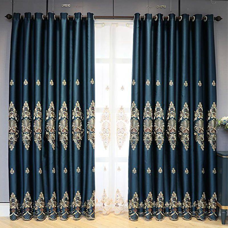 欧式轻奢家用落地窗卧客GP2022-0室厅遮阳隔高热精密绣遮光花窗帘 - 图0