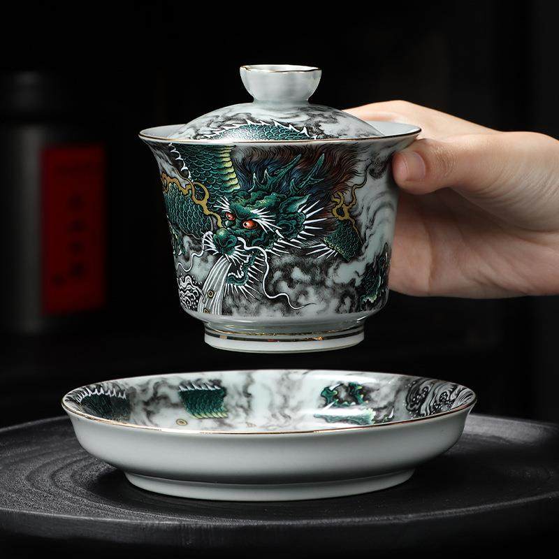 青龙三才盖碗功夫茶具单个家用泡茶器敬茶碗公司活动商务伴手礼品,淘宝优惠券,粉丝福利购,淘宝优惠卷