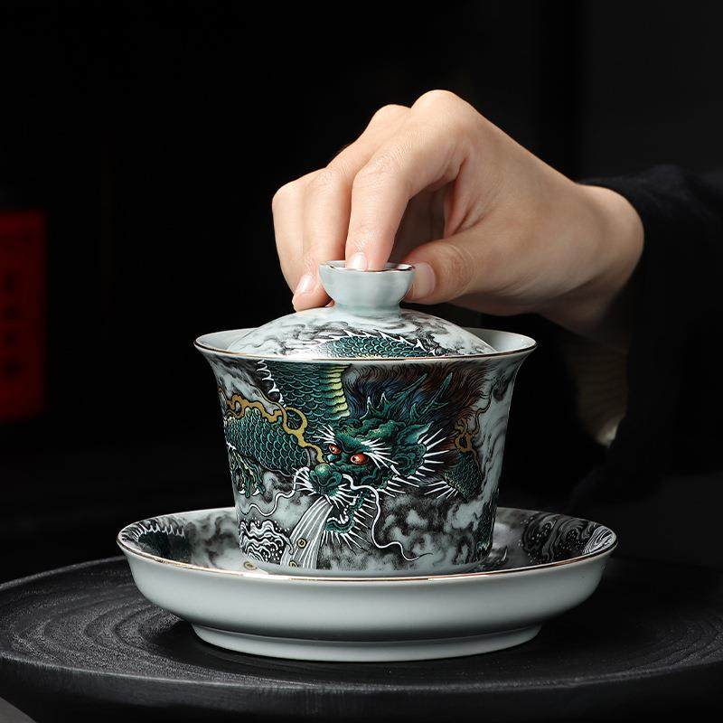 青龙三才盖碗功夫茶具单个家用泡茶器敬茶碗公司活动商务伴手礼品,淘宝优惠券,粉丝福利购,淘宝优惠卷