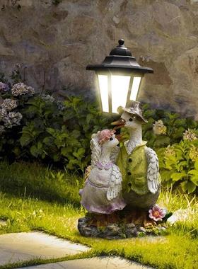 新款太阳能六角花园灯动物庭院摆件牧场公园户外花坛装饰灯