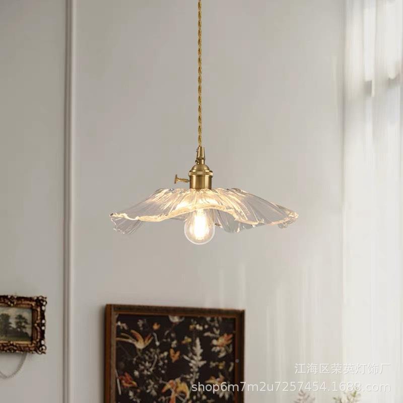 璃头餐床厅22939北欧民单宿头过道玄关吧台餐厅灯玻荷叶吊灯 - 图2