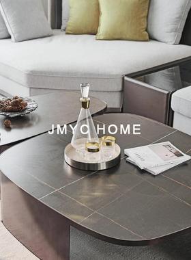 简约现代轻奢金属收纳圆托盘样板房间售楼处酒店客厅茶几桌面摆件