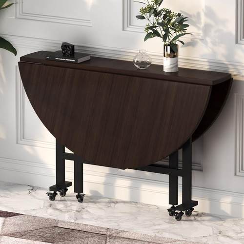 折叠桌子餐桌家用小户型省空间可移动折叠桌客厅吃饭大圆桌带转盘 - 图2