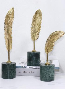 简欧后现代酒店别墅桌面小摆件创意家居饰品轻奢软装树叶艺术品