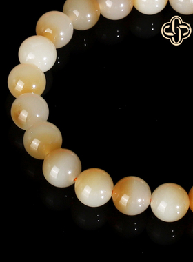 建廷新疆且末糖和田玉手串8mm 糖白聚宝盆 羊脂玉手串单圈珠串