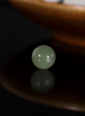 建廷和田玉湖水绿散珠10mm 单颗高冰冰种羊脂玉圆珠单珠配珠隔珠
