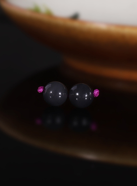 建廷收藏新疆和田玉烟紫散珠8mm 冰底冰种烟紫圆珠羊脂玉配珠