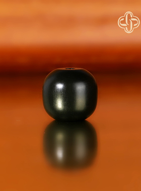 建廷新疆塔青和田玉散珠老型珠10-12mm配珠 墨碧桶珠黑青哑光单珠