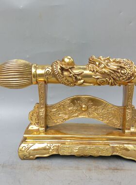 极速纯铜毛笔大笔进财龙纹文昌毛笔装饰书桌办公室招财开业礼品摆