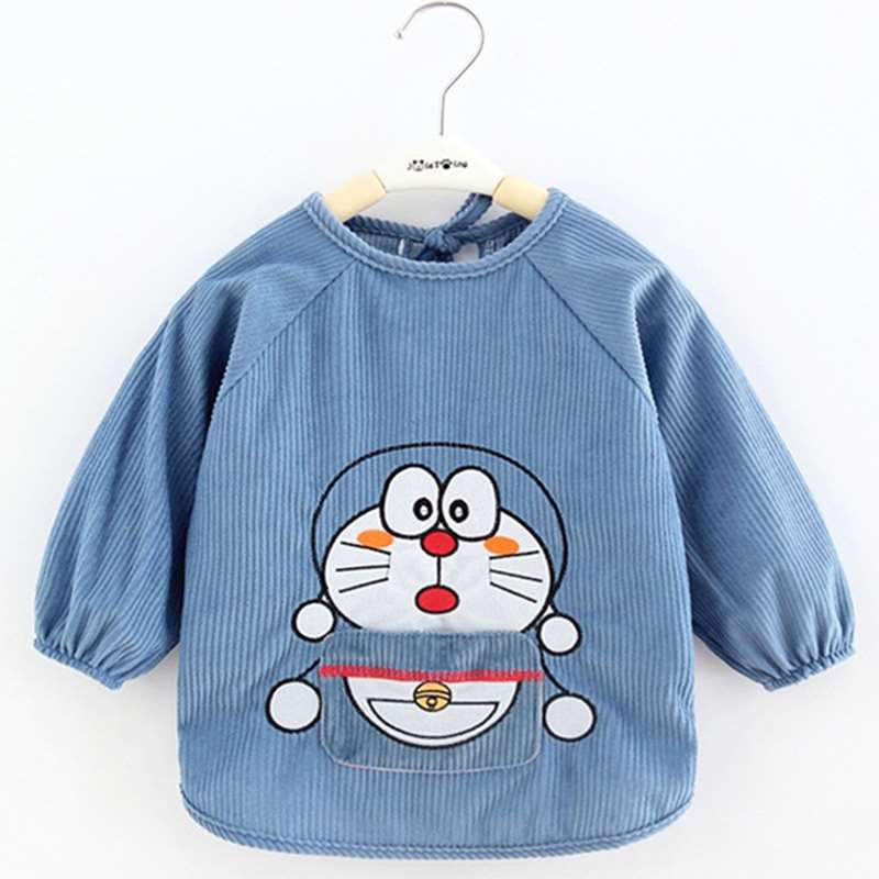Baby smock, children's apron, reverse dressing, baby eating bib, autumn and winter long-sleeved waterproof and anti-dirty baby boy protective clothing