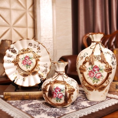 欧式酒柜装饰品摆件花瓶客厅室内玄关家居饰品装修摆设美式三件套