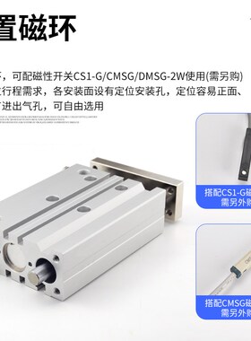 TCM三杆三轴带导杆气缸MGPM12/16/20/25/32/40/50/63-10X20X30X50