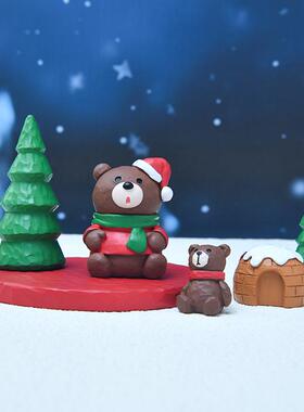 圣诞节装饰品树脂小摆件家用桌面diy场景挂件ins风圣诞树迷你道具