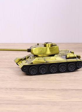 金属迷你坦克仿真模型铁苏联虎式T34合金玩具车摆件手办装饰摆件