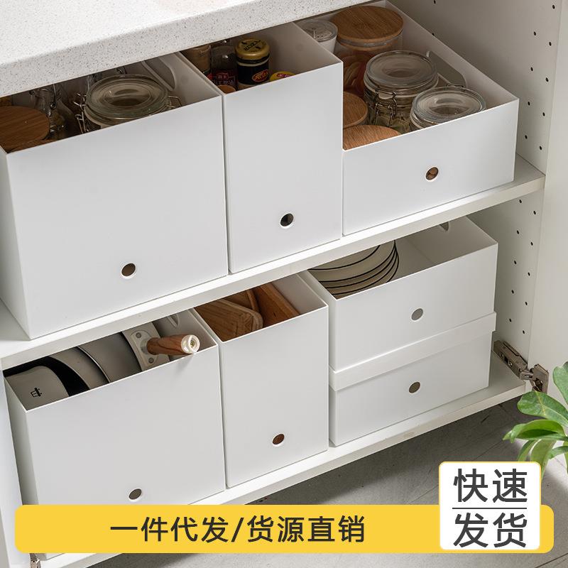 新款厨房杂物收纳盒 桌面整理零食带盖收纳筐塑料家用橱柜储物置