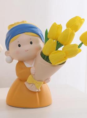 新款直销大艺术家系列托盘摆件钥匙玄关收纳捧花桌面装饰人物卡通