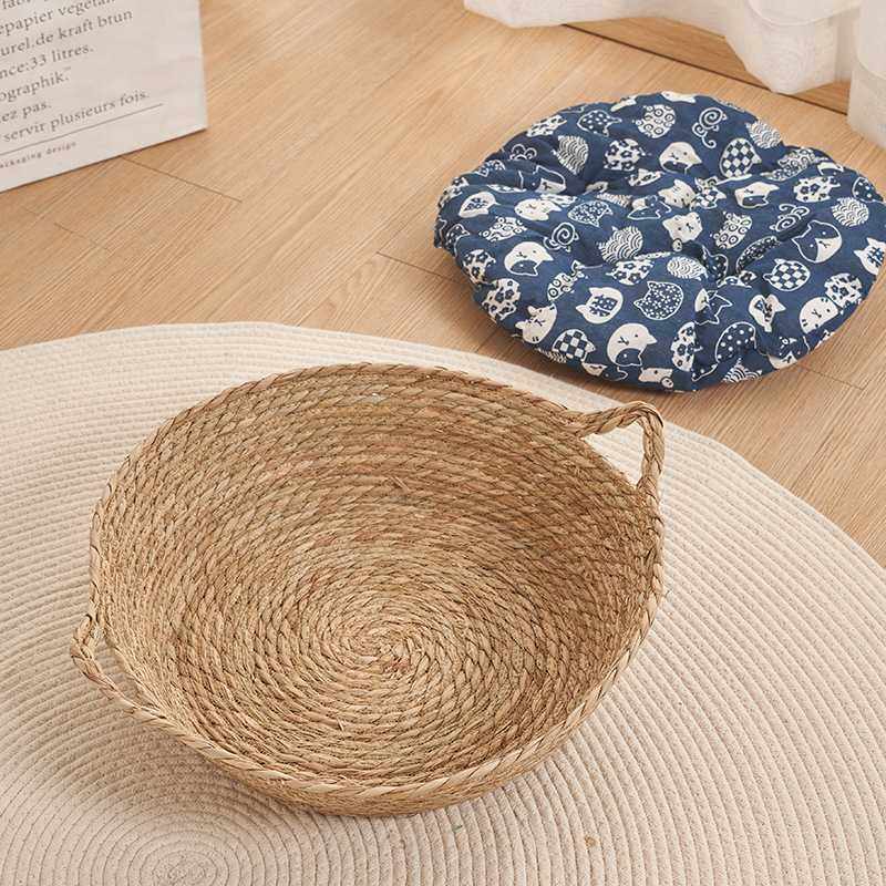 新款直销藤编猫窝四季通用冬季保暖蒲草垫子狗窝猫抓板宠物床猫咪,淘宝优惠券,粉丝福利购,淘宝优惠卷