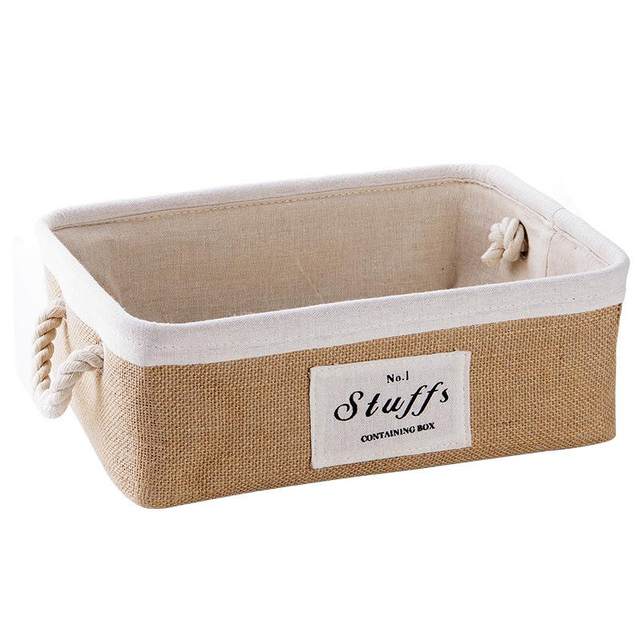 New direct sales Japanese simple jute storage basket storage basket desktop storage box fabric portable snacks