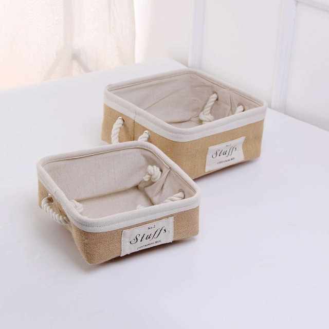 New direct sales Japanese simple jute storage basket storage basket desktop storage box fabric portable snacks