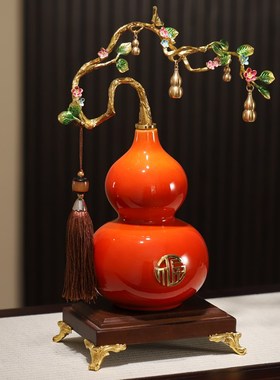 新中式五福葫芦摆件o家居软饰品寓意好物搬家送朋友礼物陶瓷工艺