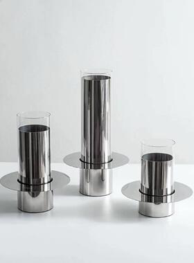 现品代简约玄几何层叠玻璃器花花瓶摆件样板房售楼GT-F147处关金