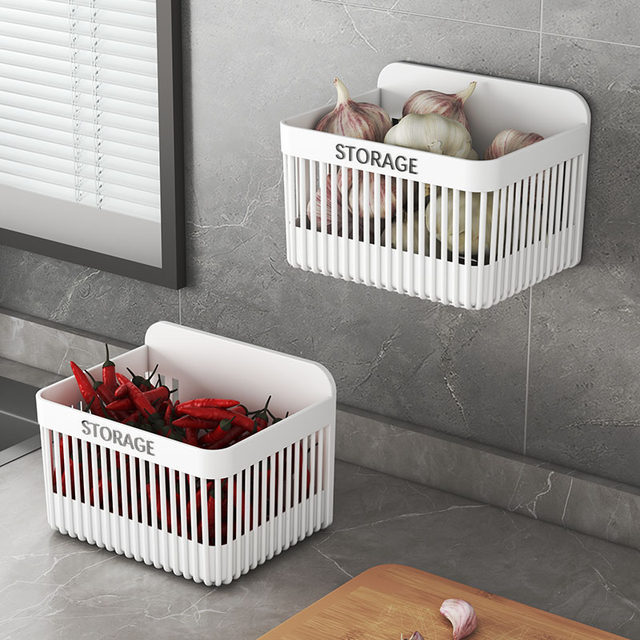 Kitchen wall-mounted onion, ginger and garlic storage box