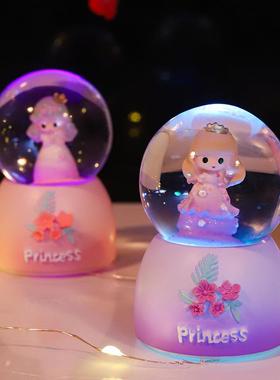迷你雪人圣诞老人水晶球小夜灯45发光儿童女孩幼儿园毕业礼物学生