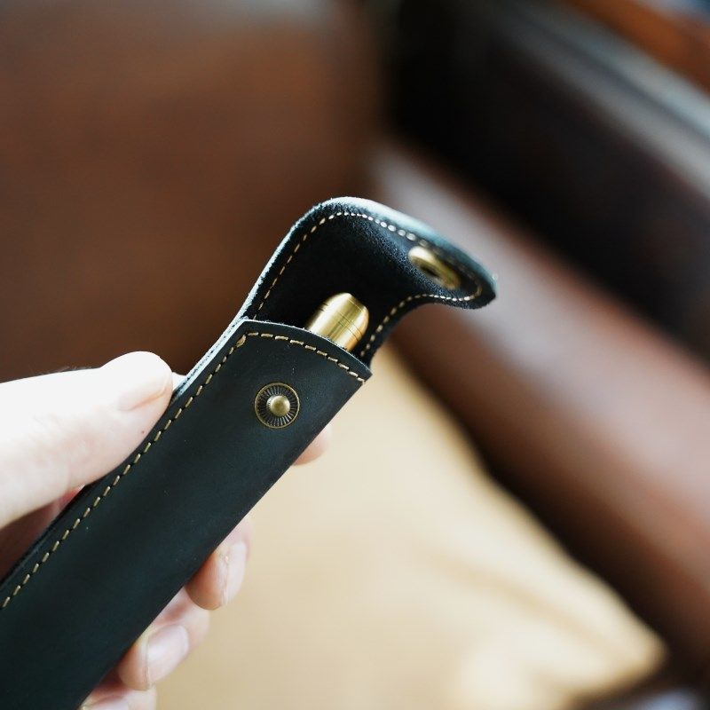 新款手工缝线牛皮笔袋复古小众文艺钢笔保护套真皮笔套单支收纳袋,淘宝优惠券,粉丝福利购,淘宝优惠卷