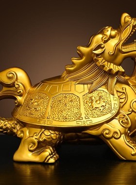 纯黄铜四象龙龟摆件四方神兽龙龟福禄四灵龙Q头龟七星四纹神霸下