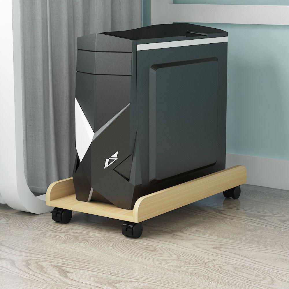 Simple desktop computer base host tray chassis bracket with pulleys home host bottom bracket office host bracket