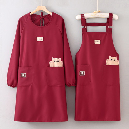 时尚防泼水围裙成人奶茶店餐厅专用工作服耐磨透气反穿罩衣定制女 - 图2