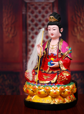 女娲娘娘神像女娲补天大地之母树脂彩绘佛像供奉摆件12寸居家摆件