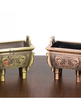 铜鼎摆件纯铜合金方鼎办公室公司工艺品摆设四方鼎香炉家用装饰品